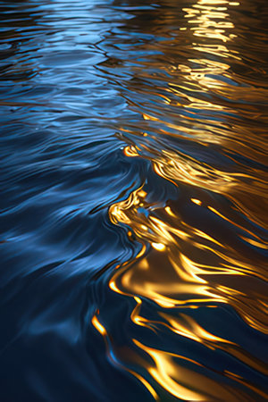 Reflection of the sun on the surface of the water. Abstract background.の素材
