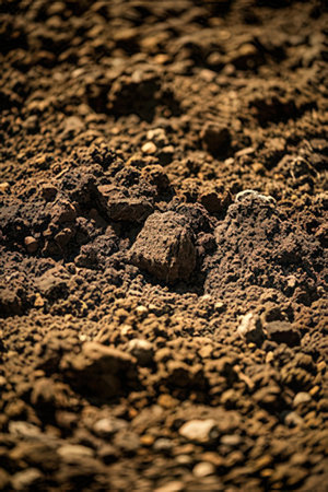 Closeup of soil texture. Natural background. Selective focus. Toned.の素材