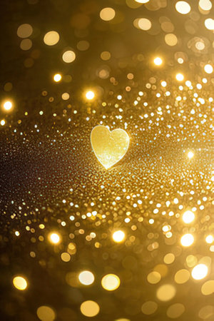 golden heart bokeh background, valentine's dayの素材