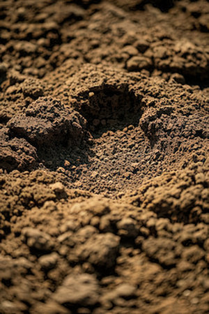 Close-up of a soil texture background. Selective focus. Toned.の素材