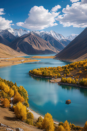 Autumn Landscape of Pangong Lake.の素材