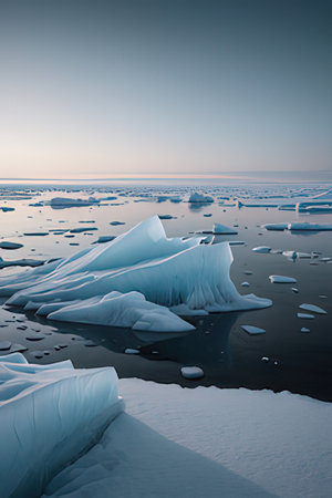 Icebergs in Jokulsarlon glacier lagoon, Icelandの素材