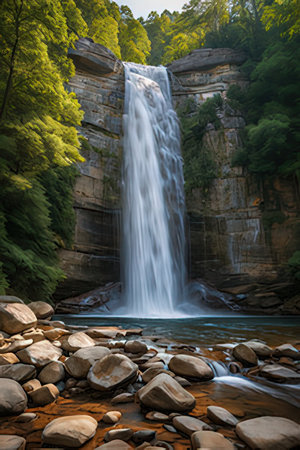 Waterfall in the forest. Natural landscape. Waterfall in the forest.の素材
