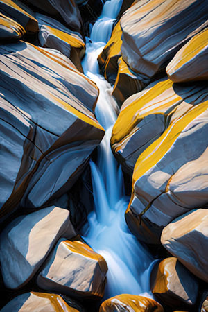 Waterfall on the mountain river. Waterfall in the mountains.の素材