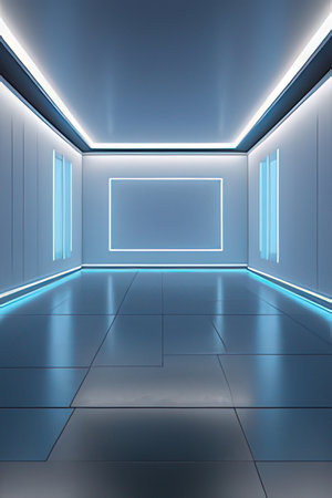 Abstract modern architecture background, empty open space interior. 3D renderingの素材