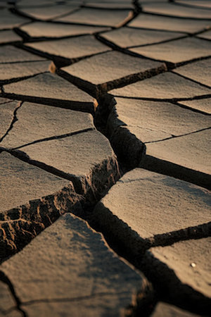 Dry cracked ground texture. Global warming and climate change concept.の素材