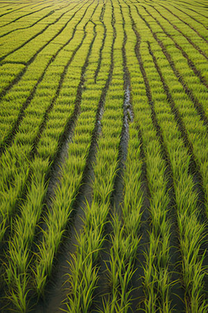 Rice seedlings in the rice fieldの素材
