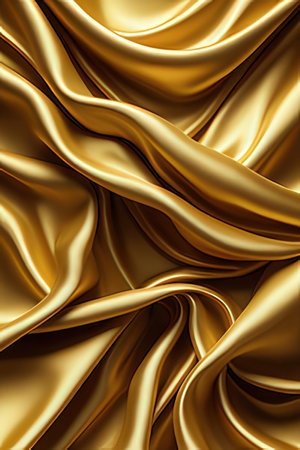 Golden satin fabric background. 3d render illustration, 3d render.の素材