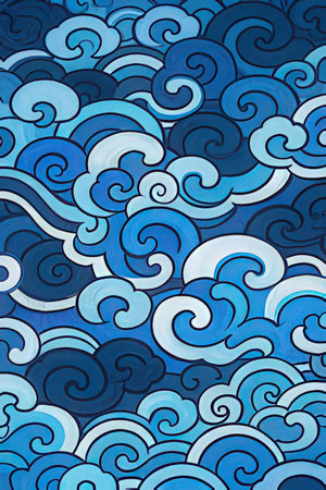 Seamless pattern with hand drawn waves. Abstract background for your designの素材