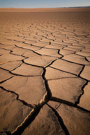 Dry and cracked earth in the arid areas of Namibiaの素材