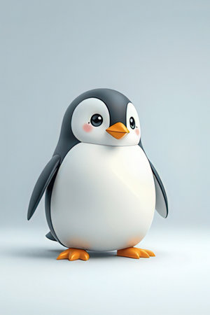 Penguin on a white background. 3d render illustration.の素材