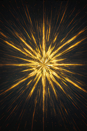 Abstract gold star burst rays on dark background. Vector illustration. Eps 10の素材