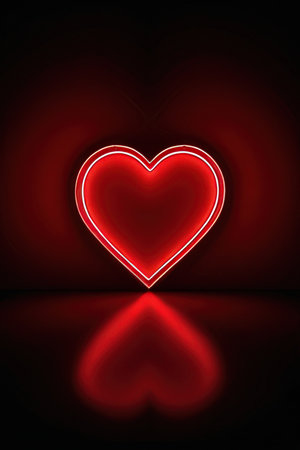 Valentine's day background with glowing heart. Vector illustration.の素材