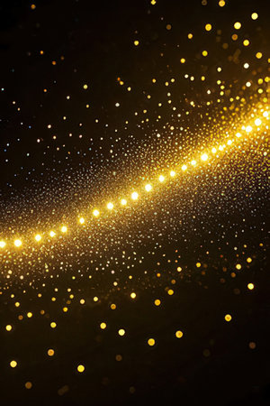 golden glitter vintage lights background. gold and black. de focusedの素材