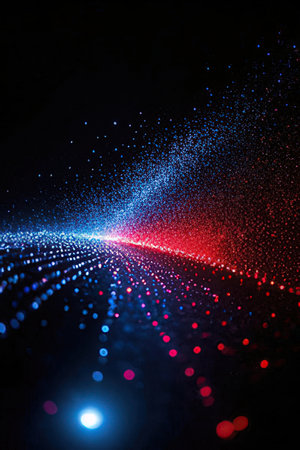 3d render of abstract background with glowing particles, depth of fieldの素材