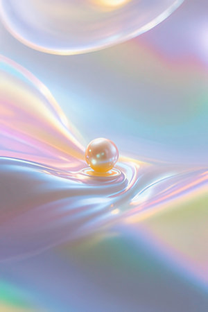 A drop of water with a pearl in it. Abstract background.の素材