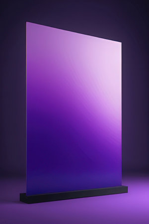 Blank stand for exhibit in purple studio. 3D rendering.の素材
