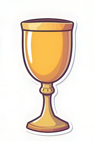 Illustration of a golden goblet on a white background.の素材