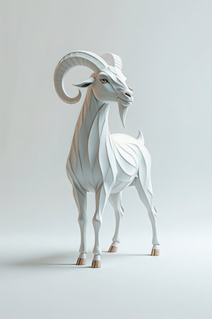 White goat made of plasticine on white background. 3d renderingの素材