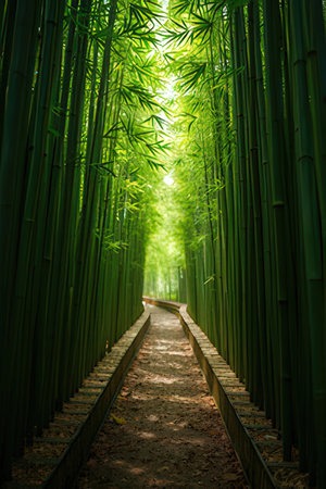 Bamboo forest at Arashiyama, Kyoto, Japan.の素材