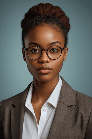Portrait of a young african american businesswoman wearing glassesのeditorial素材