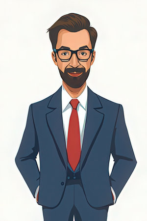 Portrait of a bearded man in a business suit. Vector illustration.の素材