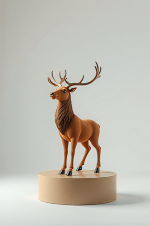 Deer made of wood on a white background. 3d renderingの素材