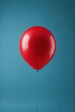 Red balloon on a blue background. Minimal concept. Copy space.の素材