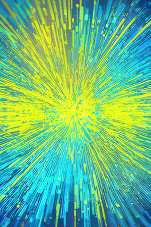 abstract background with blue and yellow rays of light from the centerの素材