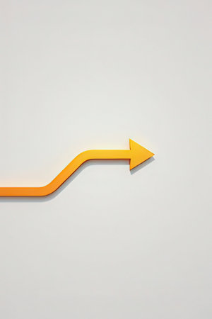 Orange arrow pointing up on white background, 3d rendering. Computer digital drawingの素材