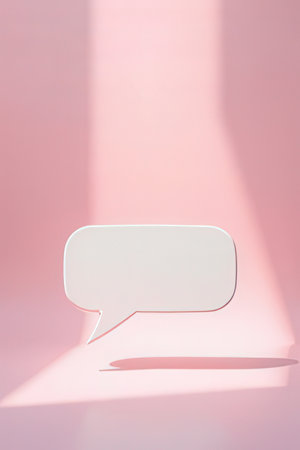 White speech bubble on pink background. Minimal concept. 3D Renderingの素材