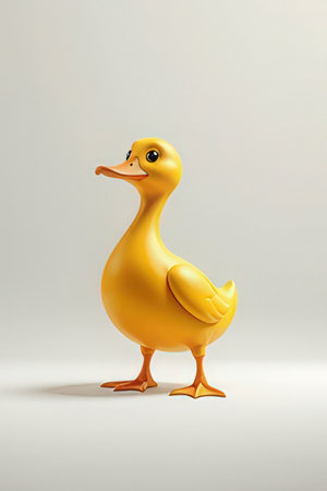Yellow rubber duck on a white background. 3d render. Easter conceptの素材