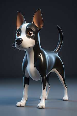 Cartoon dog with expression on his face. 3D illustration.の素材