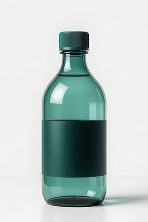Glass bottle with blank label. Mock up, 3D Renderingの素材
