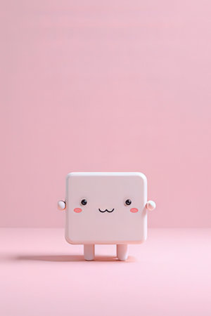 Cute cartoon character on pastel pink background. Minimal concept.の素材