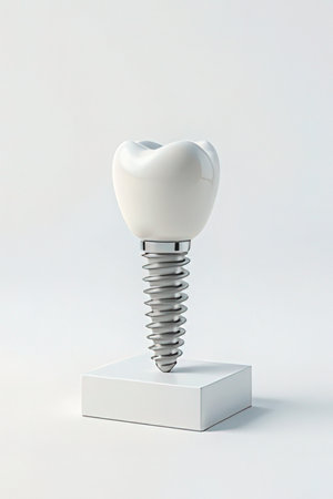 Dental implant on a white background. 3d rendering, 3d illustration.の素材