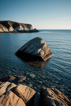 Rocky coast of the Black Sea in Crimea. Ukraine. Long exposureの素材
