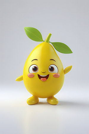 Funny lemon character on white background. Clipping path included.の素材