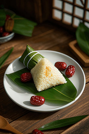 Rice dumplings on a plate.の素材