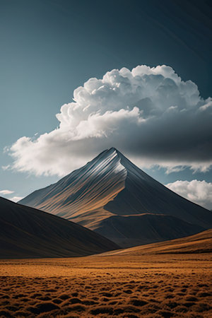 Majestic mountain landscape. Dramatic sky. Artistic style.の素材