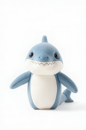 plasticine shark isolated on white background with clipping path.の素材