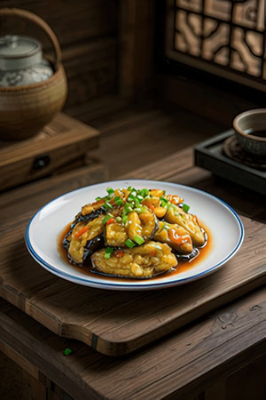 Japanese cuisine, simmered eggplant in soy sauceの素材