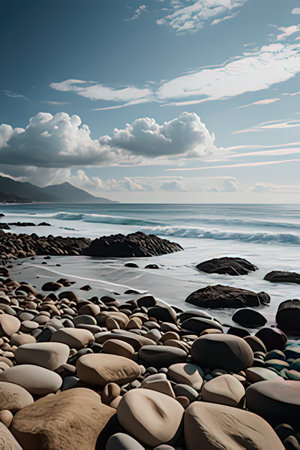 Pebbles on the beach in Tenerife, Canary Islands, Spainの素材
