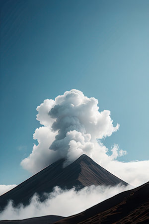 Volcanic eruption in Bromo Tengger Semeru National Park, East Java, Indonesiaの素材