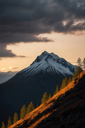 Sunset in Glacier National Park, Montana, United States of Americaの素材