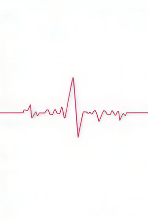 Heart beat pulse line on white background. Health care and medical concept.の素材