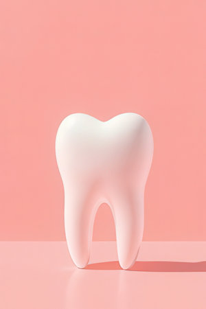 Tooth model on a pink background. 3D Rendering.の素材