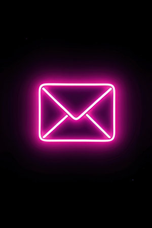 Illustration of glowing neon envelope on a black background. Vector illustration.の素材
