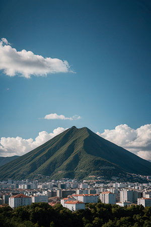 Mt. Fuji and the city of Kamakura, Japan.の素材