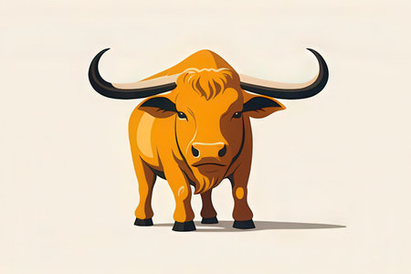 Illustration of a bull on a white background. Vector illustration.の素材